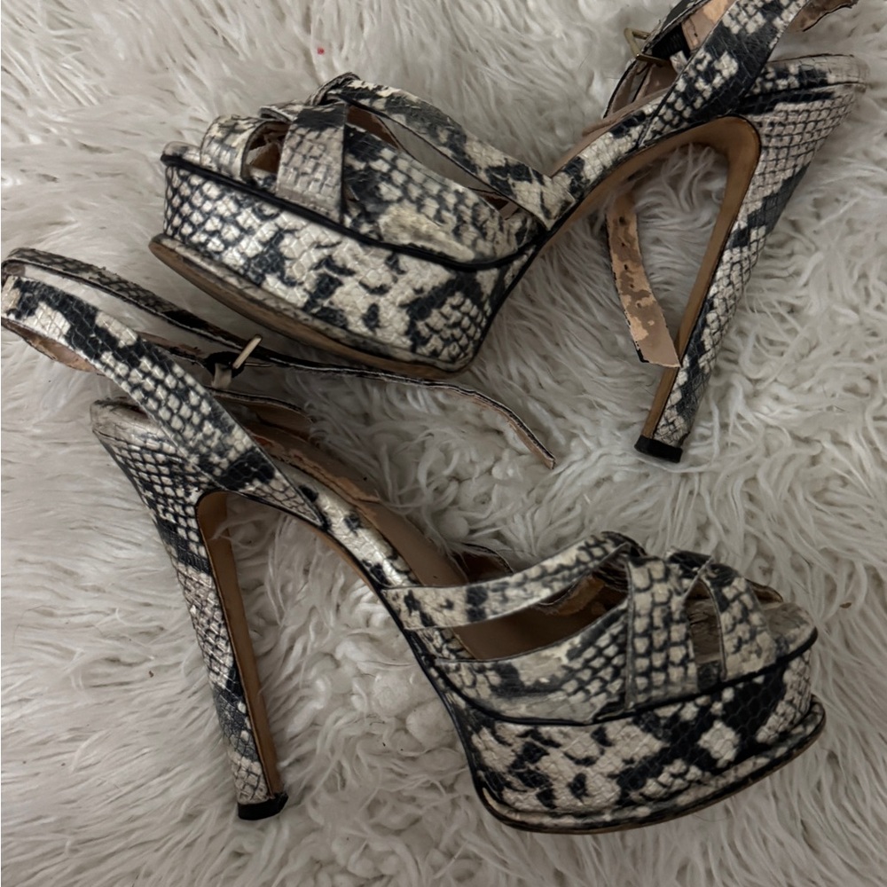 Aldo Black and White Snakeskin Heels